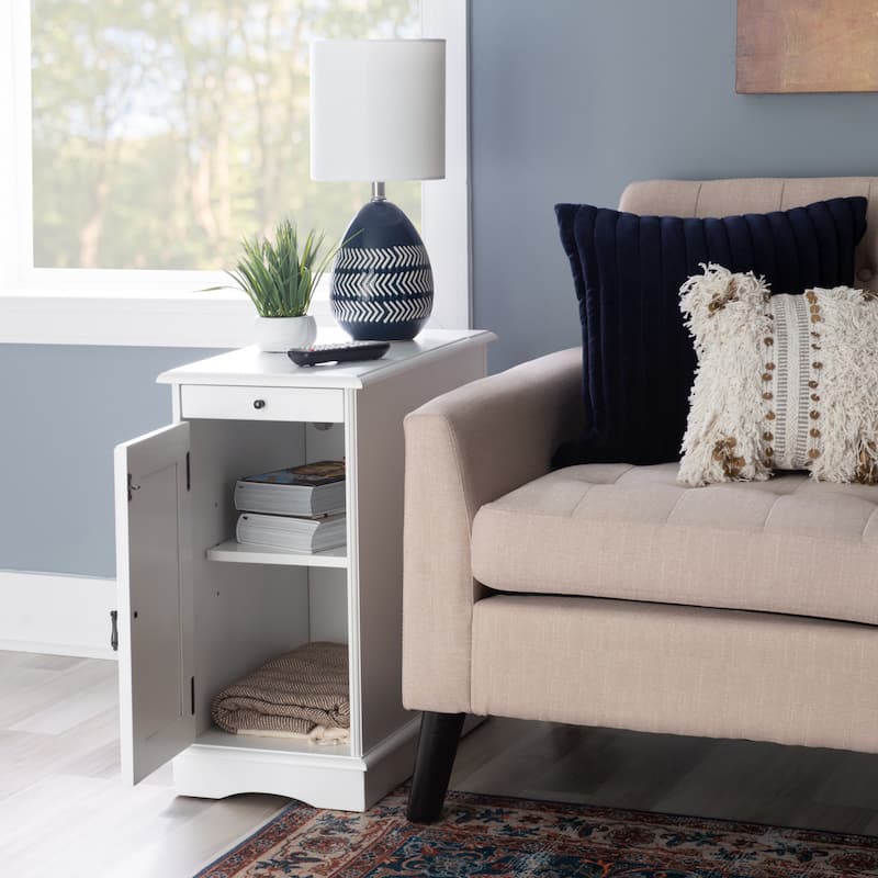 Rectangular Accent Table with USB and Storage Compartment - 24" - White