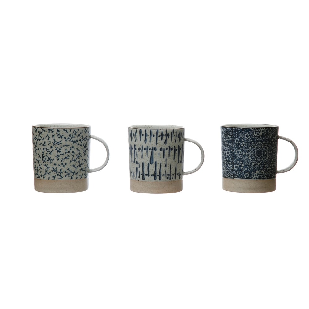 Storied Home 16 oz. Beige Stoneware Beverage Mugs with Western Zodiac Design Prints (Set of 12)