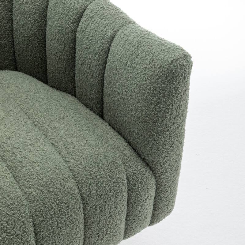 SEYNAR Modern Glam Velvet Upholstered Round Swivel Accent Barrel Chair