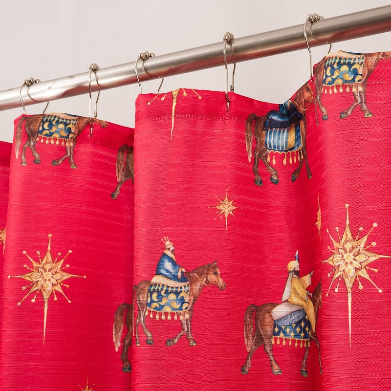 Christmas Three Kings Slub Shower Curtain