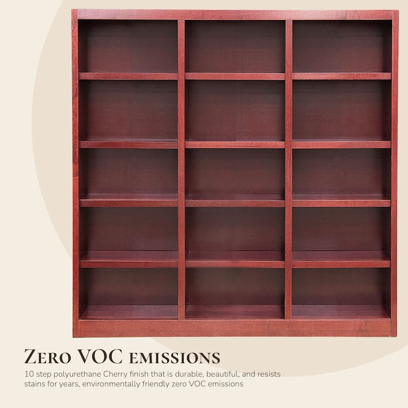Concepts in Wood Triple Wide Wood Bookcase, 15 Shelf, 72 inch Tall