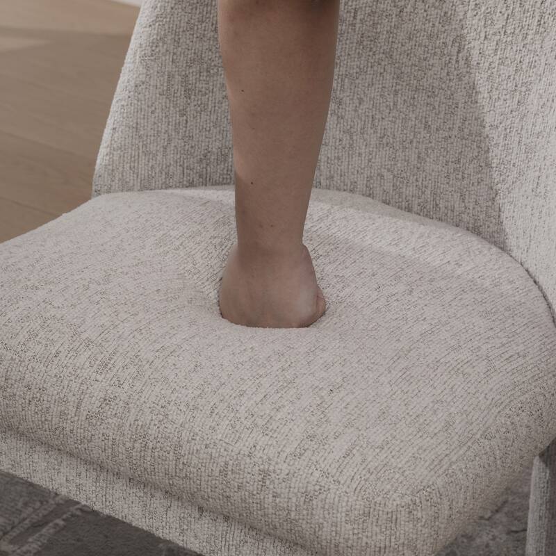 Chenille Upholstered Dining Chair Set of 2, Kitchen Side Chairs with Curved Backrest, Accent Chair with Rubberwood Legs