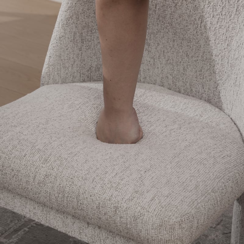 Upholstered Chenille Dining Chairs With Rubberwood Legs,Set of 2