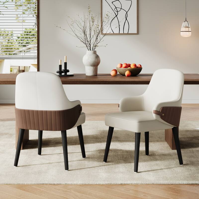 Christopher Knight Home - Modern Upholstered Dining Chair Set with Two-Tone Fabric Armchair Design