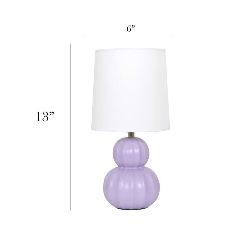Double Gourd Ceramic Table Lamp with Fabric Shade - 6 x 6 x 13 in. (L x W x H)