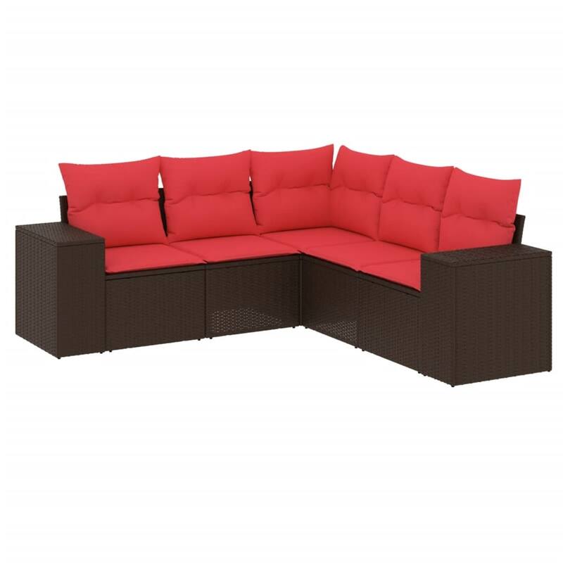vidaXL Patio Sofa Set with Cushions Outdoor Conversation Furniture Poly Rattan - 24.4 x 24.4 x 27.2