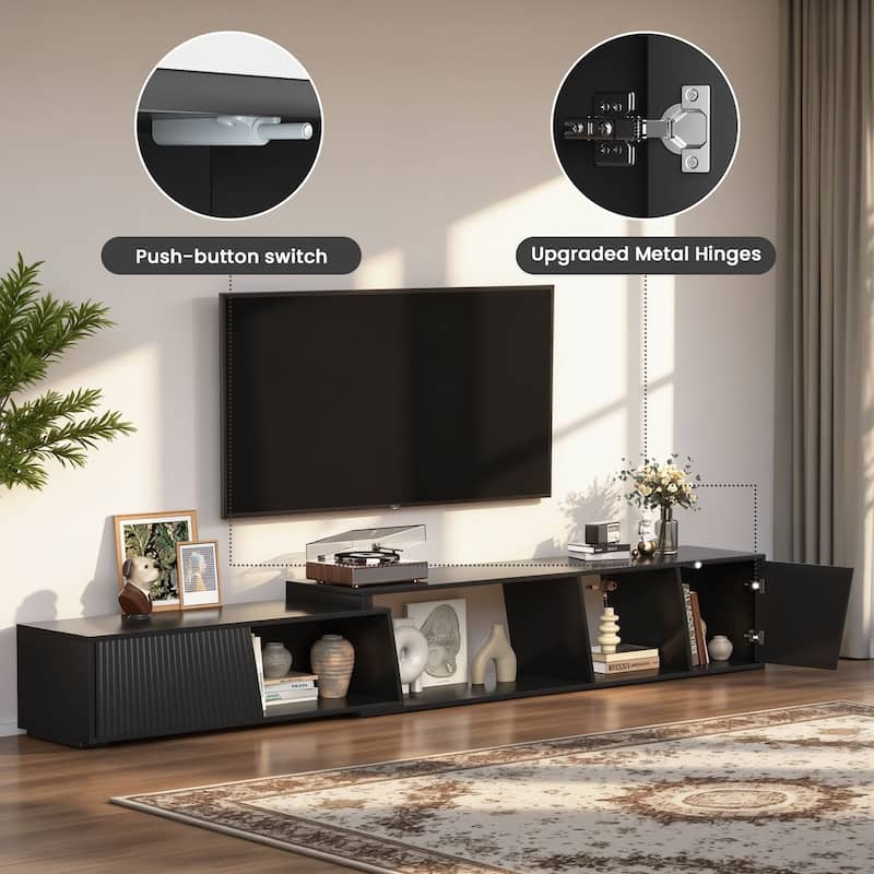 Meyreso Modern Extendable TV Stand with Drawers, Adjustable 71-106 Inch Media Console