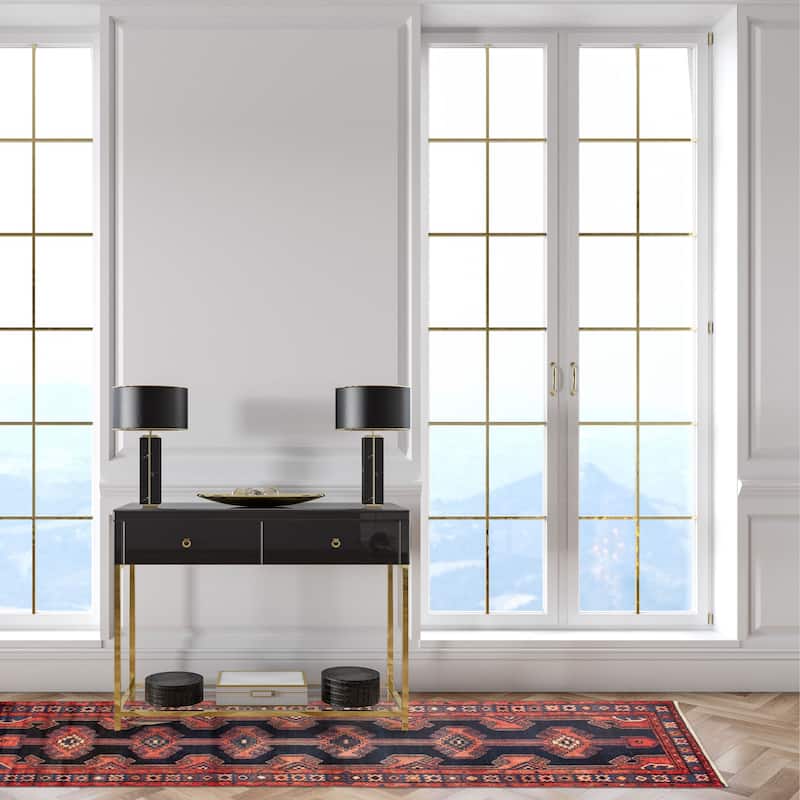 ECARPETGALLERY Hand-knotted Andelz Dark Navy Wool Rug - 3'5 x 9'8