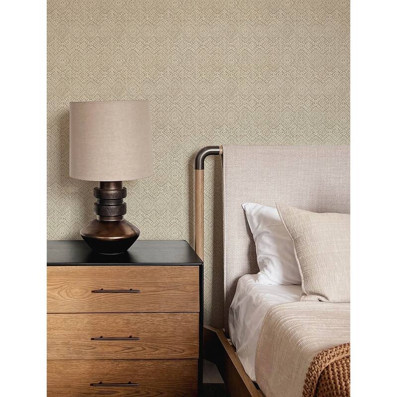 A-Street Prints Gallivant Neutral Woven Geometric Wallpaper