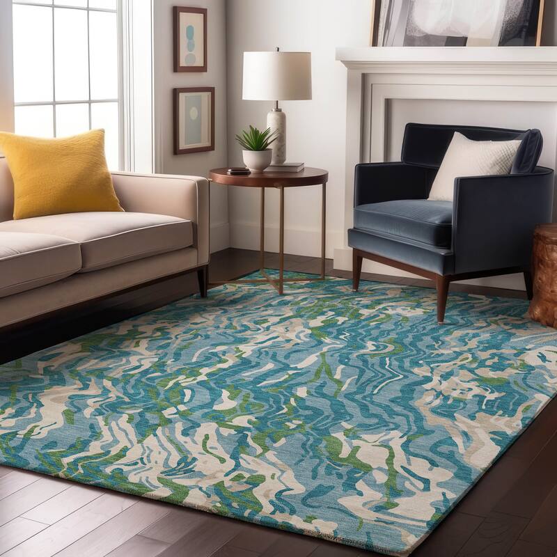 Premium Washable Super Soft Modern Contemporary Mayfield Rug - Teal - 5' x 7'6"