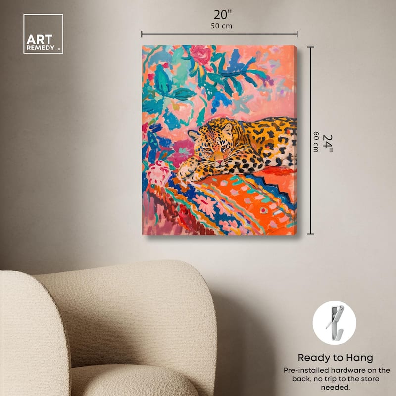 Jungle Cat in Color Canvas by Art Remedy, Gallery Wrapped