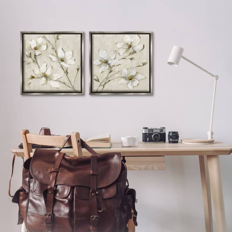 Stupell Outstretched Dogwood Branches Framed Floater Canvas Wall Art Design By Sally Swatland (Set of 2)