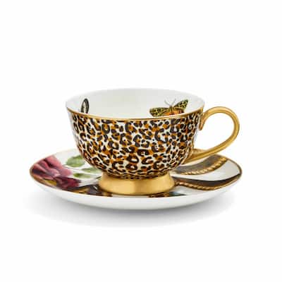 Spode Creatures of Curiosity Leopard Coupe Teacup and Saucer - 6.7 oz.