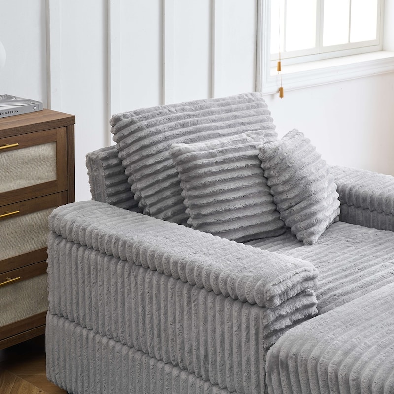 Corduroy Single Sofa Sets with 2 Throw Pillows and 500lb Weight Capacity