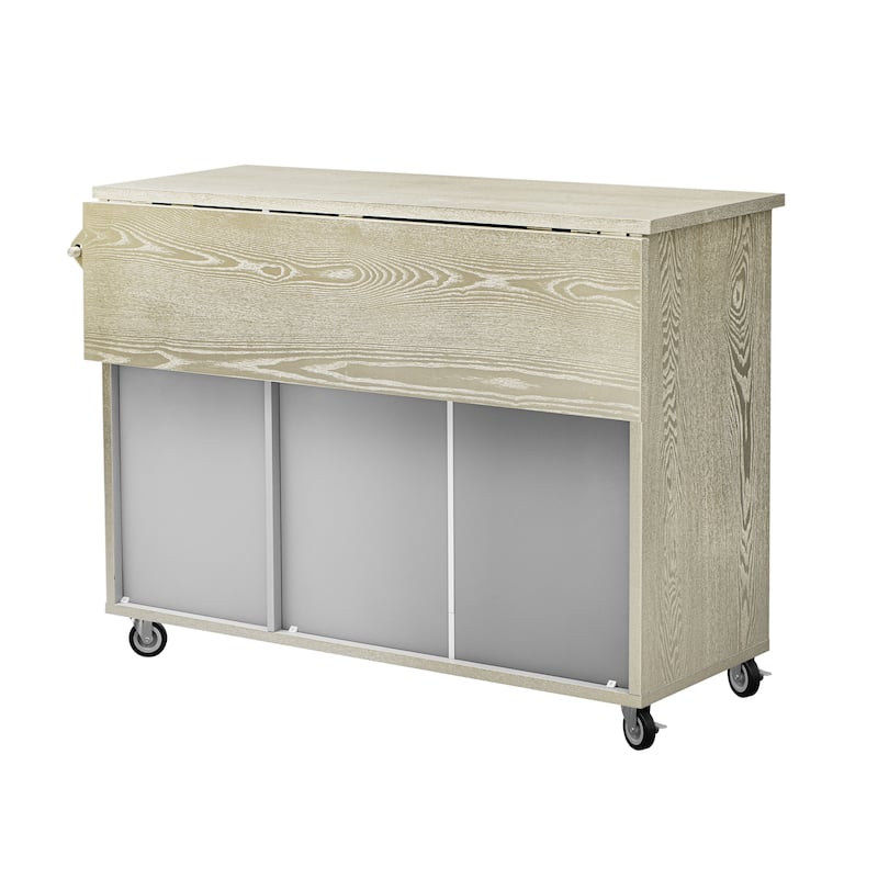 51.2"W Kitchen Island on Wheels with Drop Leaf, Rolling Kitchen Cart with Towel Rack