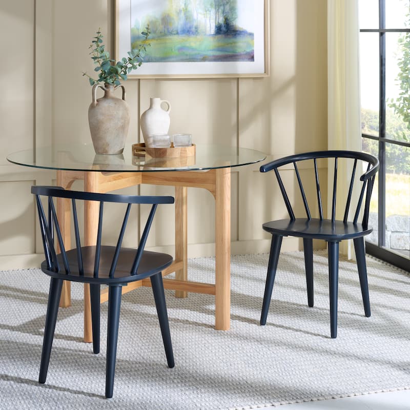 SAFAVIEH Home Blanchard 18-inch Curved Spindle Side Chair [SET of 2] - 21"W x 21"D x 30"H - Navy