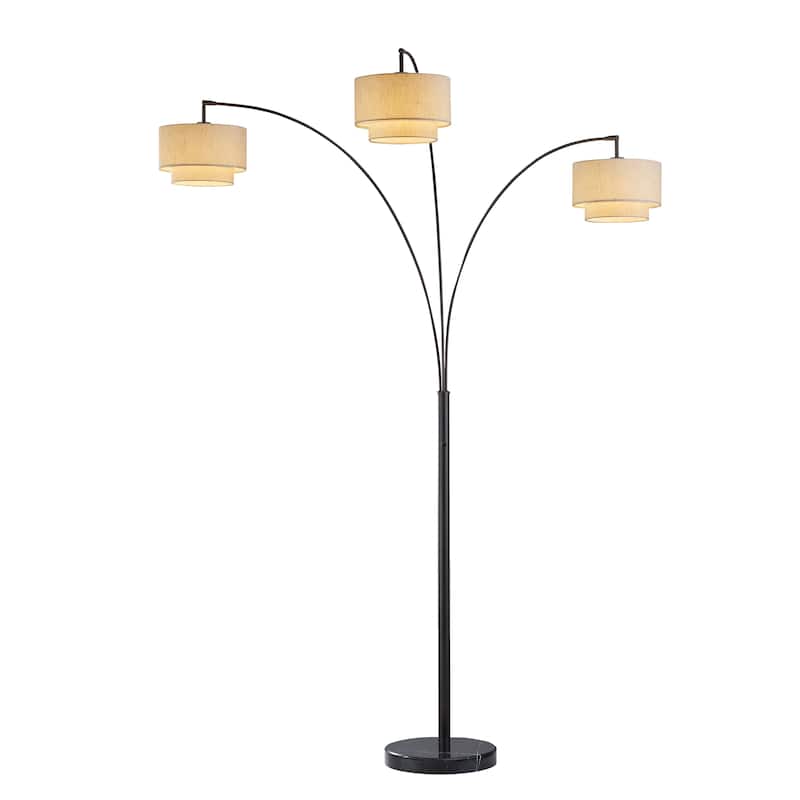 Artiva 83" Double Shade LED Arched Floor Lamp with Marble Base - Dark Bronze - Dark Bronze