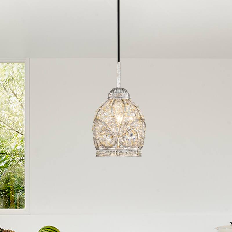 Telder Antique Finish Crystal Scroll Pendant Ceiling Lamp