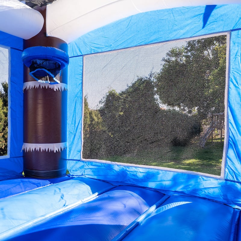 HeroKiddo 15' Ocean Shark Commercial Grade Inflatable Water Slide with Attached Splash Pool (No Blower Included), Outdoor Fun