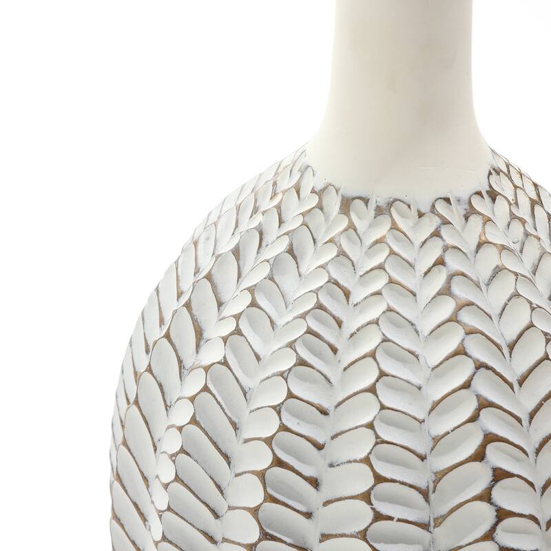 Modern White with Gold Geometric Pattern Polyresin Vase