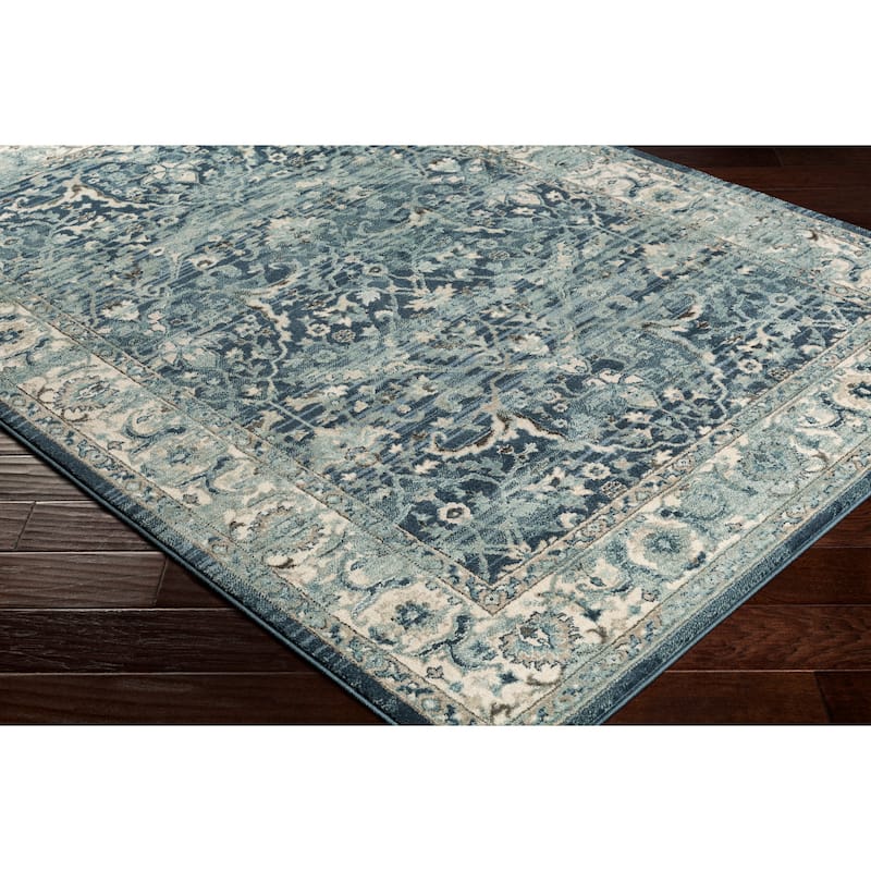 Annelie Navy & Teal Updated Traditional Area Rug - 2' x 3' - 2' x 3'