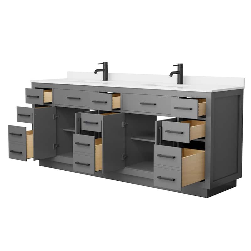 Beckett TK 84-inch Double Vanity, Single Hole Quartz Top