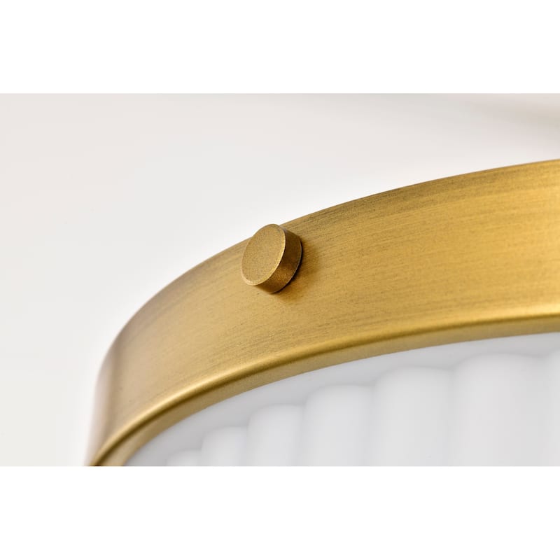 Solara Flush Mount Natural Brass Finish Frosted Ribbed Glass - Natural Brass