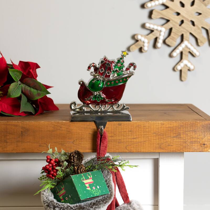 Present Filled Sleigh Christmas Stocking Holder - 5.5"