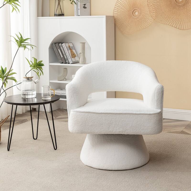 SEYNAR Modern Glam Open Back Velvet Upholstered Round Swivel Accent Arm Barrel Chair for Living Room