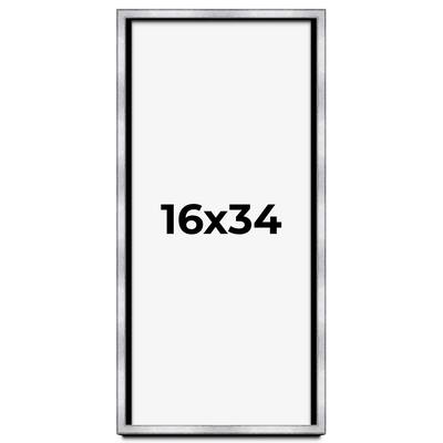 16x34 Shadow Box Frame Silver | 1.375 Inches Deep Real Wood