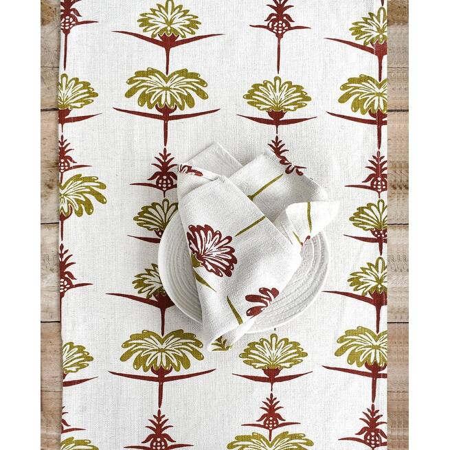 French Home Tropical Garden Table Runner - Crimson and Chartreuse
