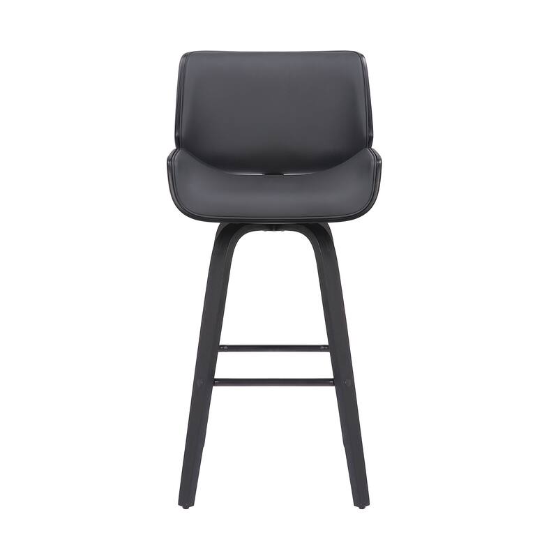 Tyler Mid-Century Swivel Bar Stool, Upholstered Counter Height Chair with Bentwood Legs