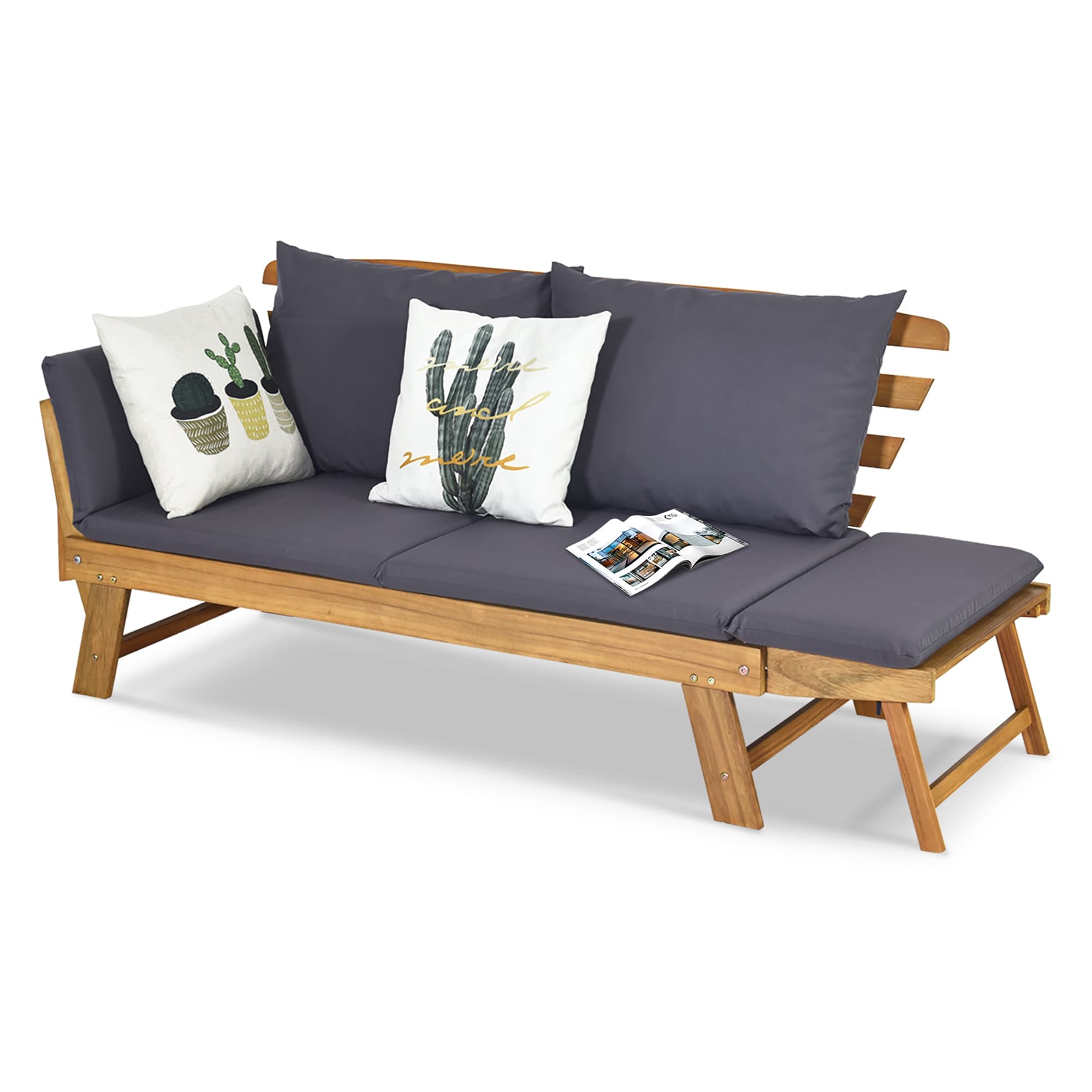 Pracht minimum Oppervlakte Gymax Adjustable Patio Sofa Daybed Acacia Wood Furniture w/ Cushion - See  Details - Overstock - 34383515