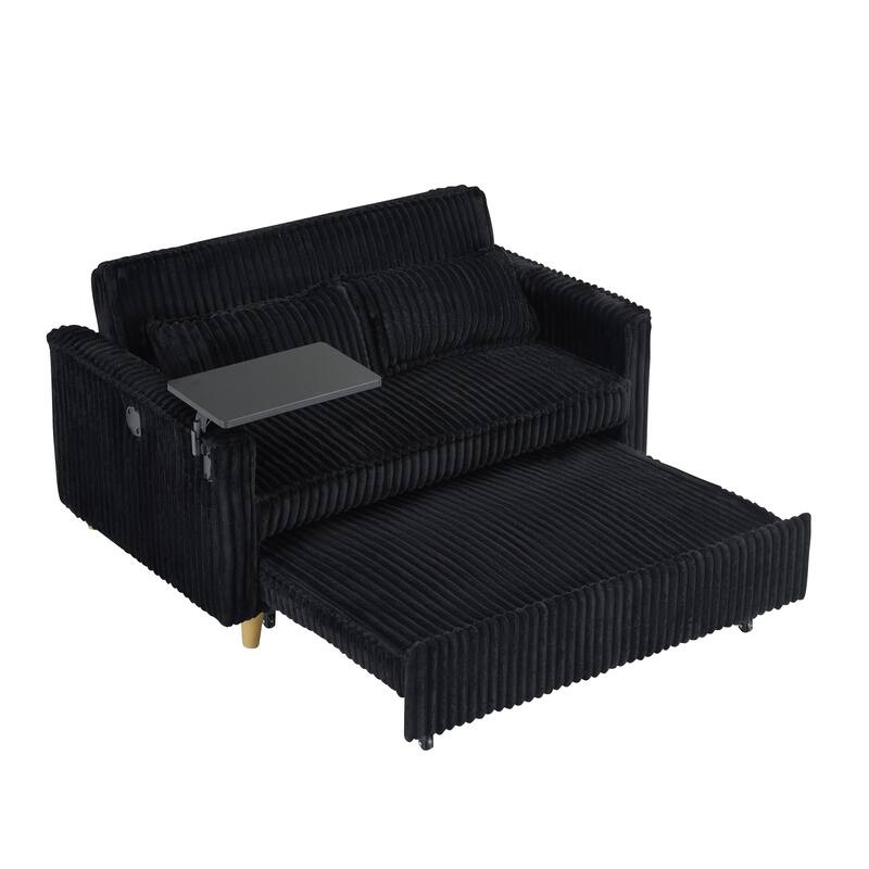 Sleeper Sofa Folding Loveseat with 2 Pillows & USB Charging, Convertible Sofa Bed Multi-Functional Loveseat
