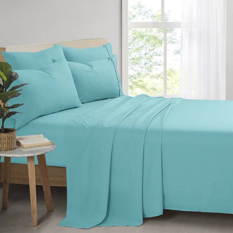 Swift Home Breathable and Durable Poly Bamboo 6-Piece Bed Sheet Set - Queen - Teal