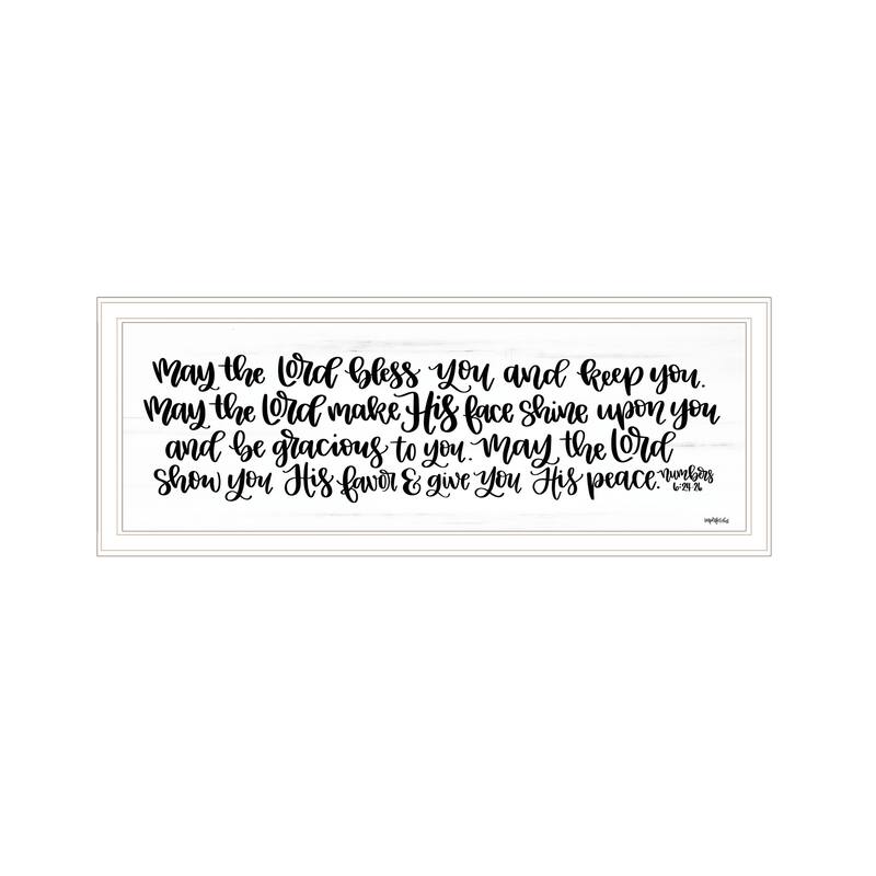 TrendyDecor4U Traditional "May the Lord Bless You and Keep You" Framed Print Wall Art by Imperfect Dust - Black & White - White