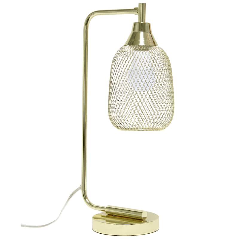 Farmhouse Style Desk Lamp with Mesh Shade - 19" - Gold