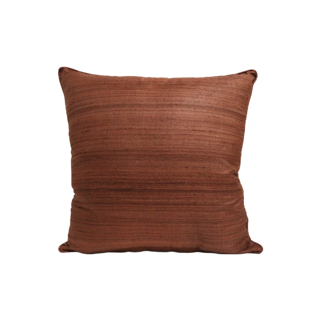 Home&Manor Raw Silk Throw Pillow 18" Dark Tan