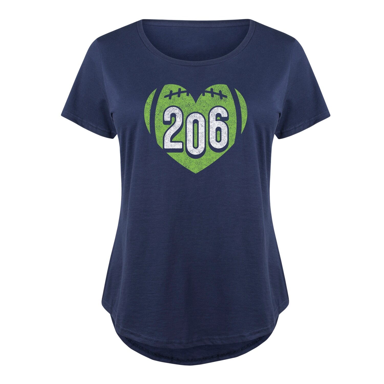 Shop Football Heart Area Code 206 Seattle Plus Size Scoop Neck