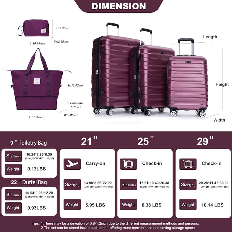 5PCS PC Luggage Set with TSA Lock