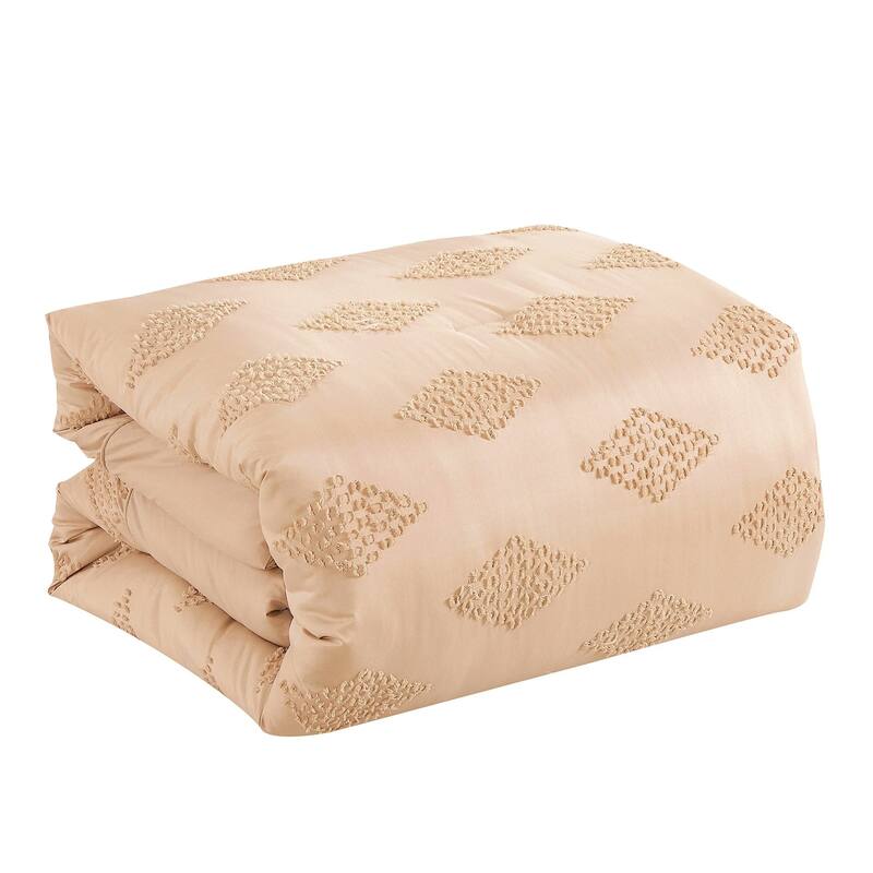 7 Piece Beige Boho Geometric Bedding Comforter Set
