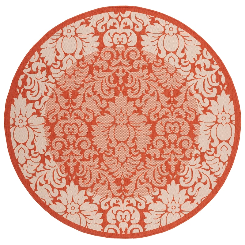 SAFAVIEH Courtyard Peggie Indoor/ Outdoor Patio Backyard Rug - 6'7" Round - Terracotta/Natural