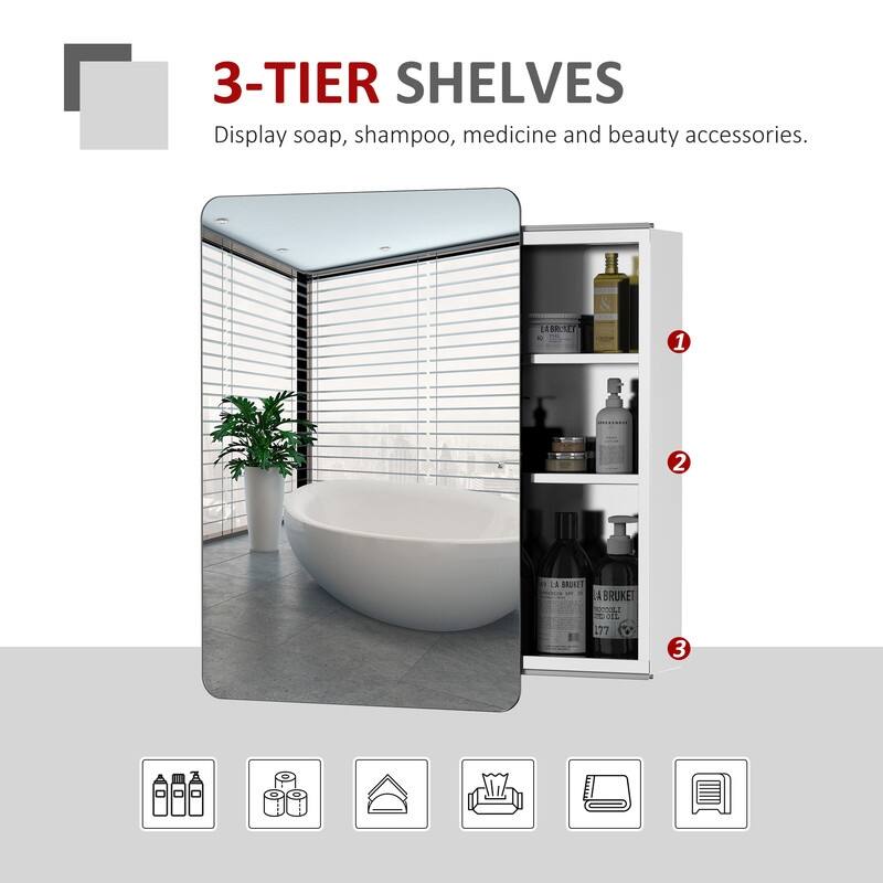 Wall Mount Bathroom Medicine Cabinet with Sliding Mirror Door