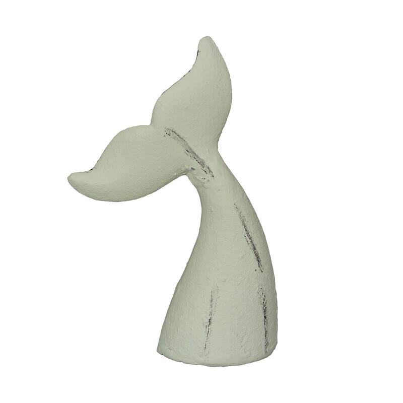 Zeckos White Cast Iron Whale Tail Bookends (Set Of 2 ) - 6.5 X 4 X 1.5 inches