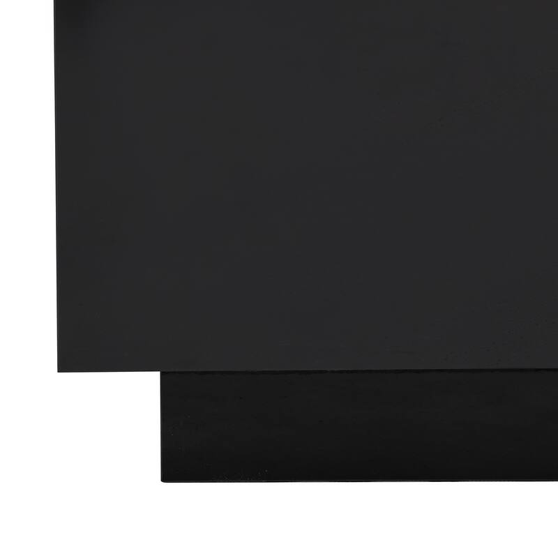 27.5" High Glossy Square Coffee Table with LED Lights, Modern Center Table with Frosted Tempered Glass Top for Living Room