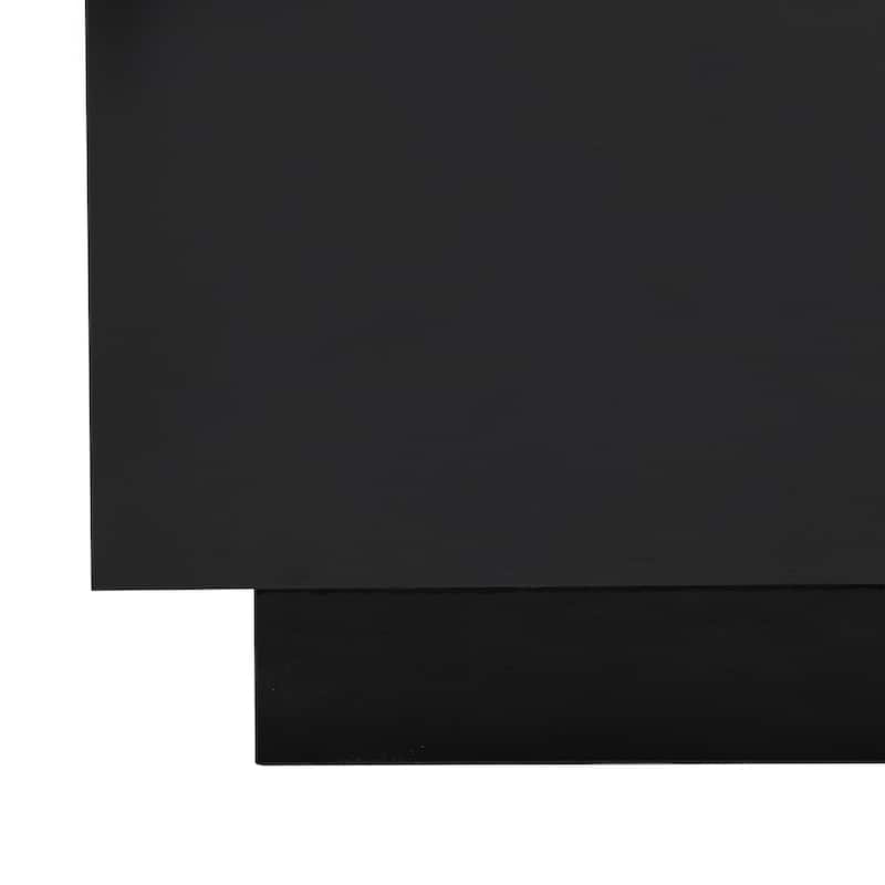 Square High Glossy Coffee Table with LED Strip Lights and Tempered Glass Top