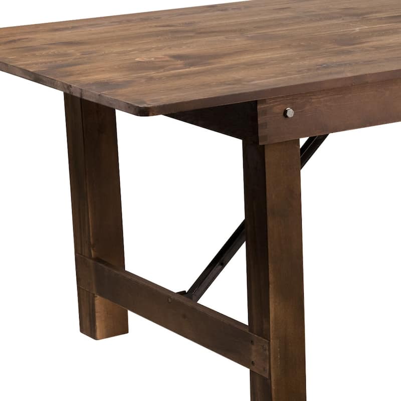 Rustic Farm Solid Pine Folding Dining Table - 108"D x 40"W x 30"H