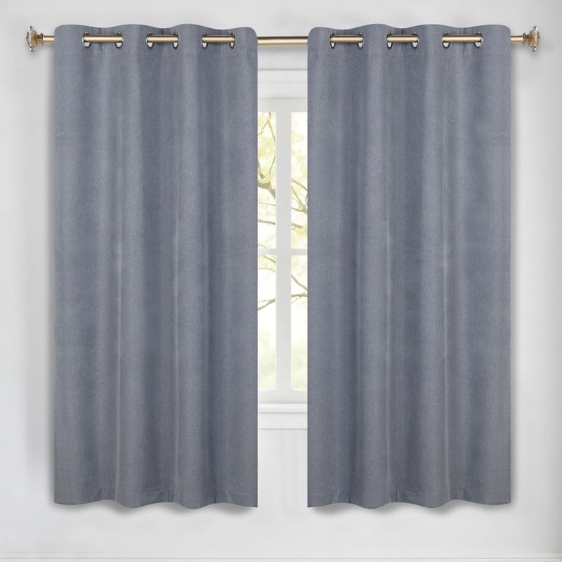 Superior Neal 100% Blackout Grommet Curtains, Set of 2 Panels - 52" x63" - Grey