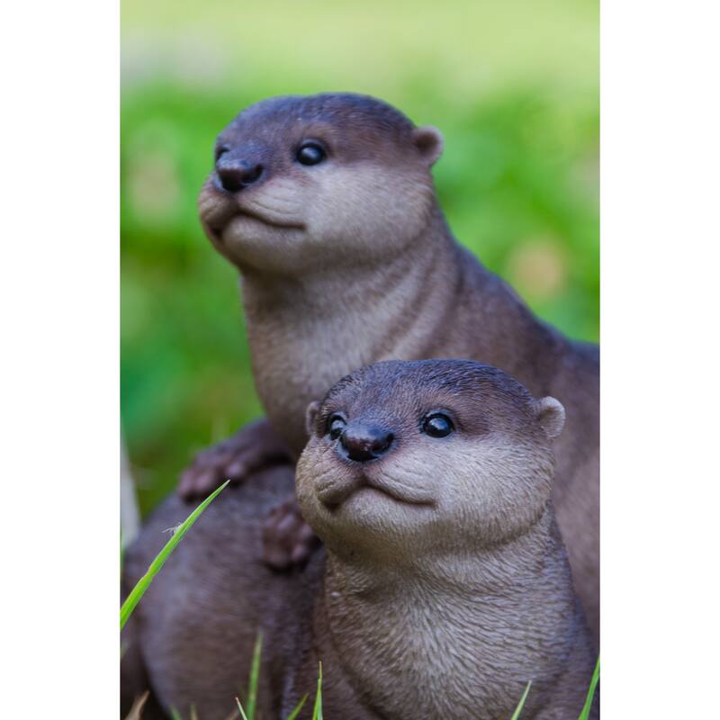 9.5" Playing Otters Outdoor Garden Statue