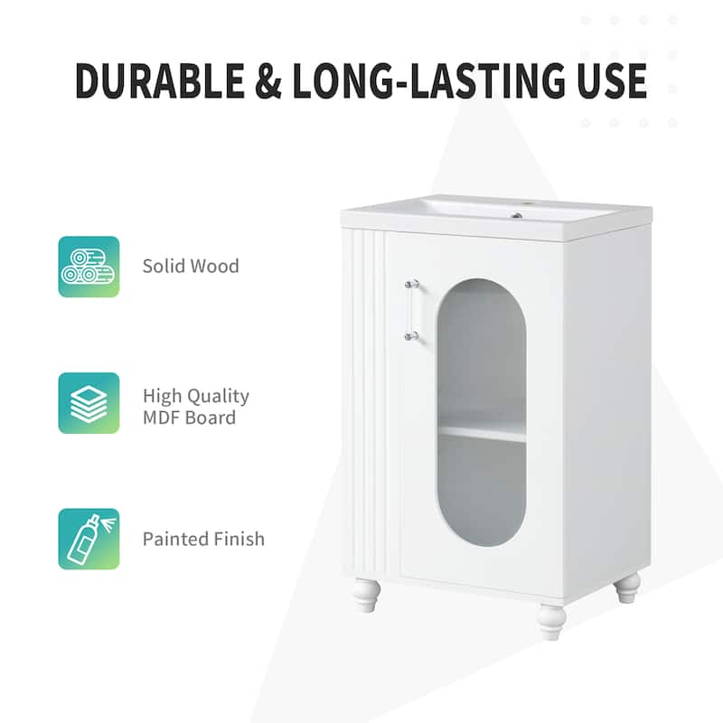 Roomfitters 20" Bathroom Vanity with Sink Cabinet with Two-Tier Shelf Adjustable Shelf Solid Wood and MDF Frame